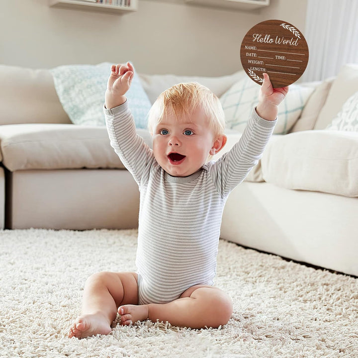 Baby Announcement Sign, Hello World Newborn Signs, Baby Name Sign, Birth Announcement Signs for Photo Prop, Nursery Decor