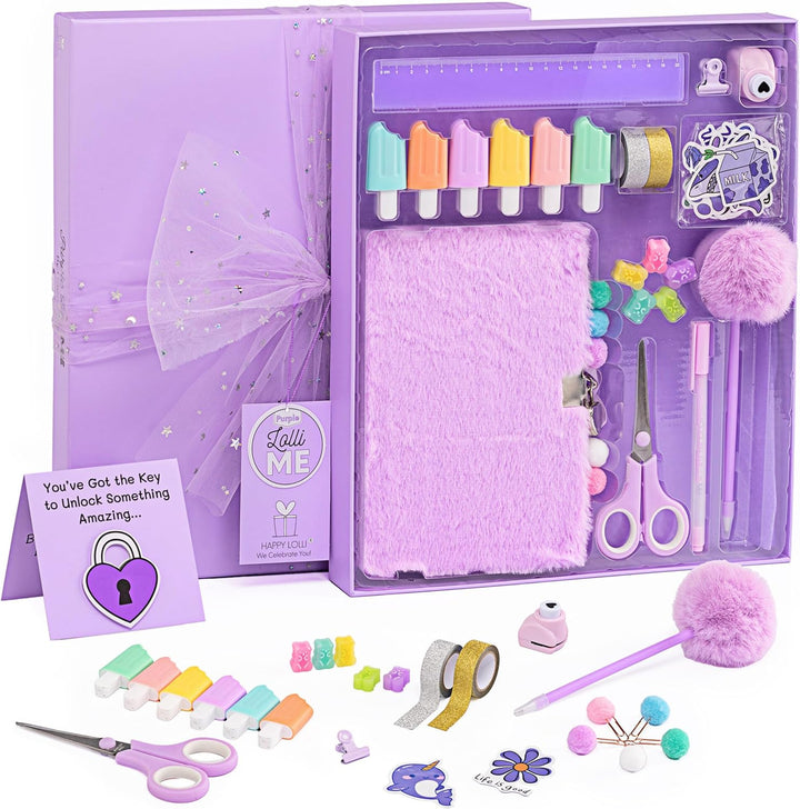 me Pink DIY Journal Kit for Girls – 300+ Pieces! Lockable Fuzzy Diary, Markers, Stickers & Empowering Pages – Gift Box for Tweens & Teens – Creative Journaling Set