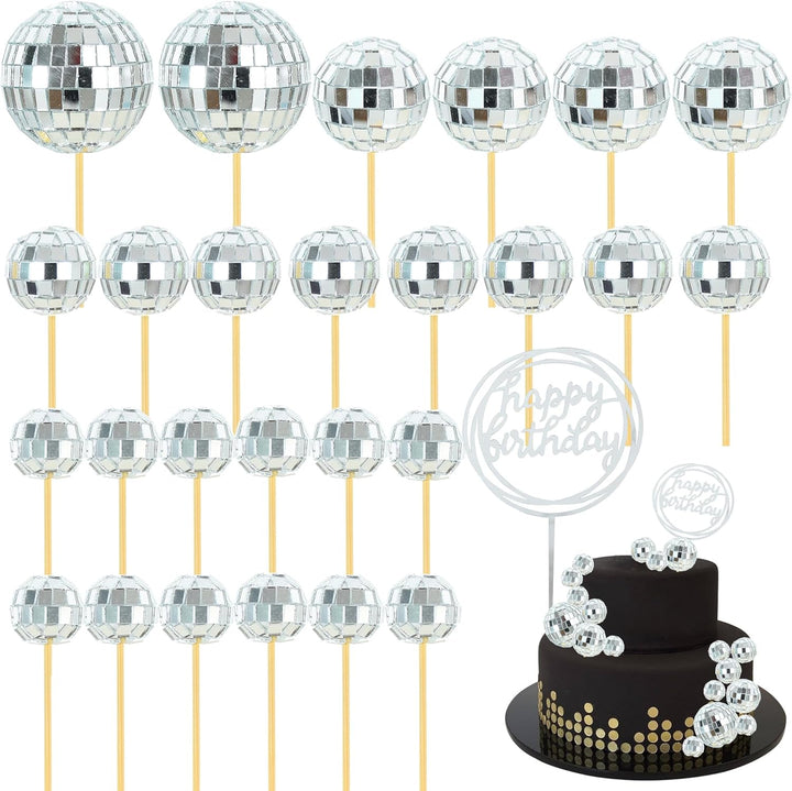 40 Pcs Mini Balls Cake Toppers - Foam Balls DIY Cake Topper Inserts for Birthday Wedding Baby Shower Anniversary Cake Decorations (Red Blue Yellow Green)