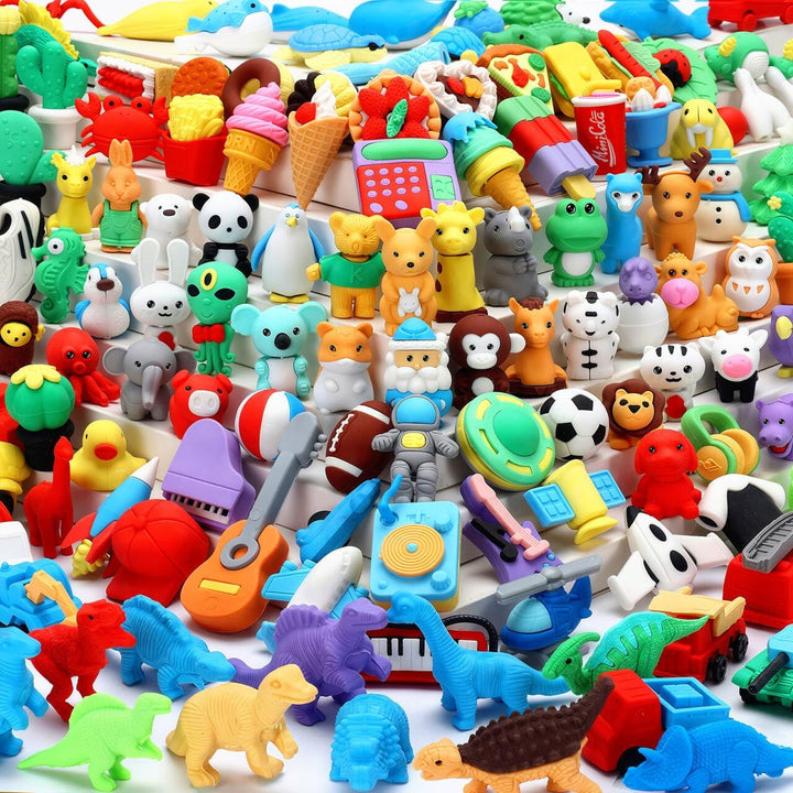 34Pcs Animal Erasers Bulk Cute Desk Pets Kids Puzzle Erasers Take Apart Cool 3D Eraser Mini Pencil Eraser Fun Party Favors for School Supplies Classroom Rewards Easter Egg Fillers Gifts