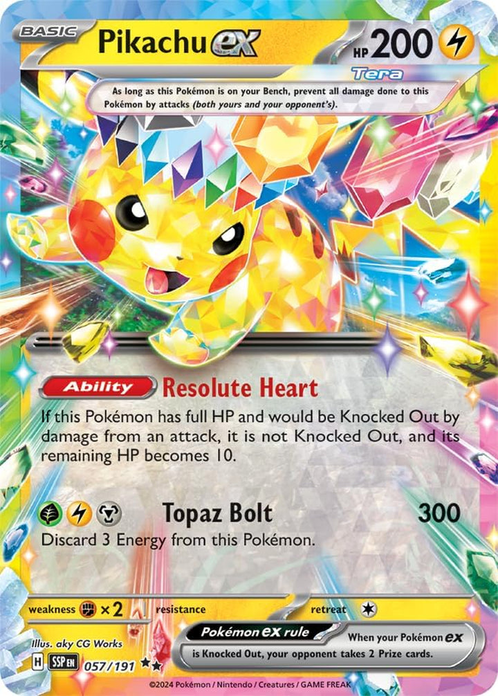 - Pikachu Ex 057/191 - Surging Sparks – Tera Double Rare – Foil Single Card