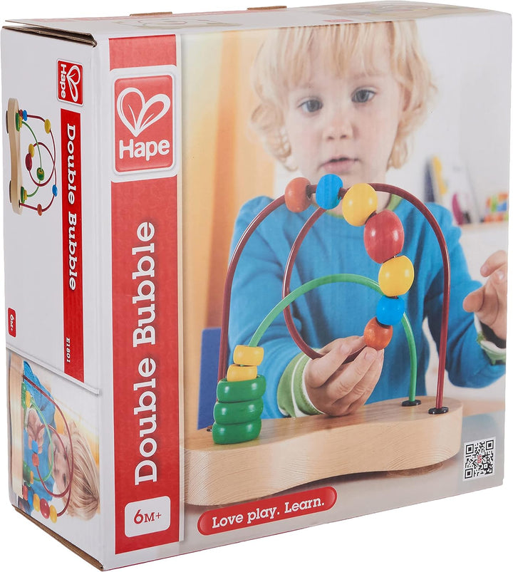 Double Bubble Wooden Bead Maze | Award Winning Educational Wire Roller Coaster Sorting Puzzle Early Development Toy for Babies and Toddlers