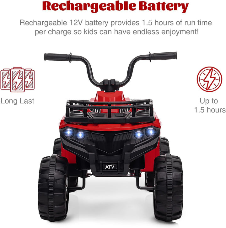 12V 4.5AH Kids ATV 4 Wheeler Rechargeable Battery Car for Ages 2-5 | ASTM/CPSIA Certified Electric Quad with Ergonomic Seat, Treaded Tires & Rubber Grips | Indoor/Outdoor Ride-On Toy