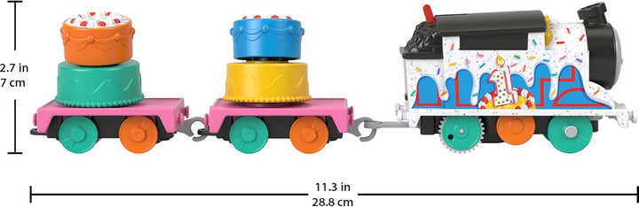 Motorized Toy Train, Wobbly Cake Thomas Engine with Cargo Cars & Pieces for Pretend Play Preschool Kids Ages 3+ Years
