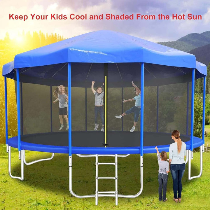 Trampoline Canopy Tent, Trampoline Shade Cover with Frame for 6Ft, 8Ft, 10Ft, 12Ft, 14Ft, 16Ft Trampolines Cover Top Accessories, Outdoor Sports Sun Shade Top Cover Roof - Sunshade, Rain and Snow (Si