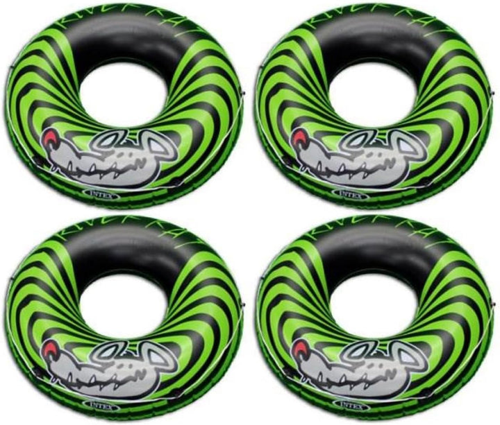 River Rat 48 Inch Inflatable Vinyl Towable Boat Floating Tube Raft for Swimming Pool and Lake in Green Rat or Graffiti Rat Design, Color Varies