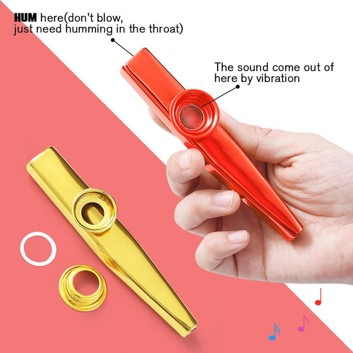 Kazoos Musical Instruments,6 PCS Metal Kazoos Flute for Kids Gift Price Party Favor Gift Bag Fillers