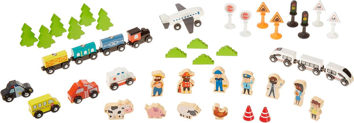 120 Piece Wooden Train Set with Table, Sturdy Tracks and Storage Bin, Multi-Activity, Kids Gift for Age 3Y+, 48.62 X 18.07 X 7.01 In