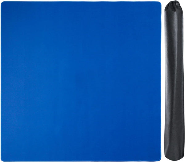 Large Mahjong Mat with Black Carrying Bag (Blue,31.5 Inches), anti Slip and Noise Reduction Table Cover for Mahjong, Poker, Card Games, Dominoes, Board Games, Slip Resistant Mat