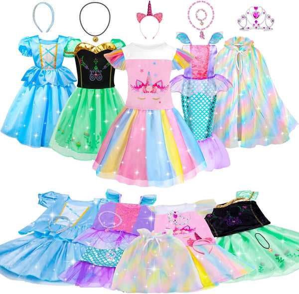 Princess Dress up - Dress up Clothes for Girls with Toys,Christmas Birthday Gift for Toddler Girls 3,4,5,6,7,8 Years