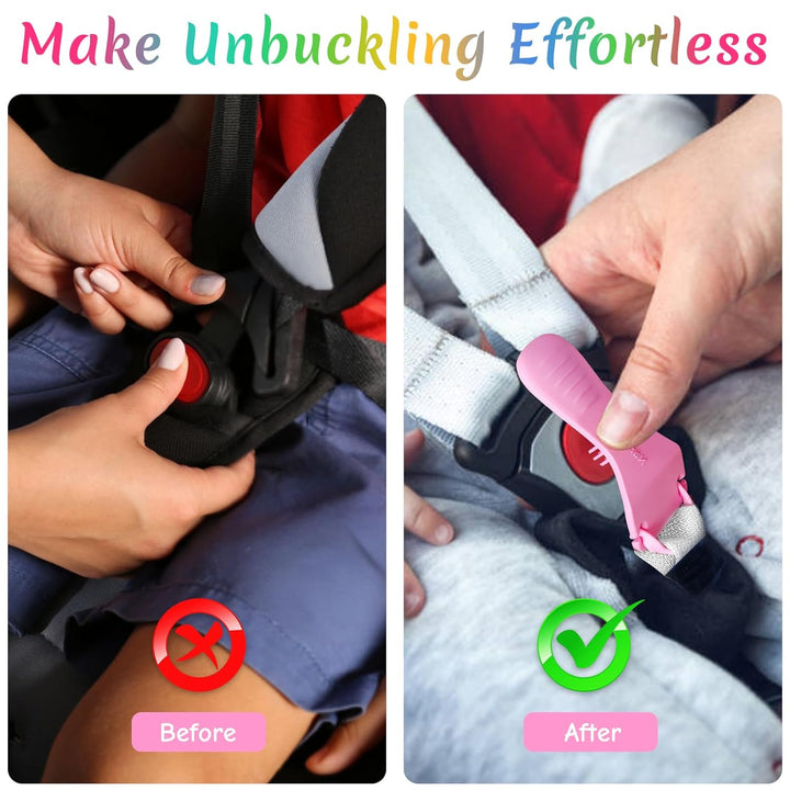 Buckle Release Tool, Easy Unbuckle Tool Button Pusher for Older Kids, Seniors, Long Nails, Quickly Unbuckle Your Kids in School Drop-Offs and Travel, Fits 5 Point Harness & All Button Buckles