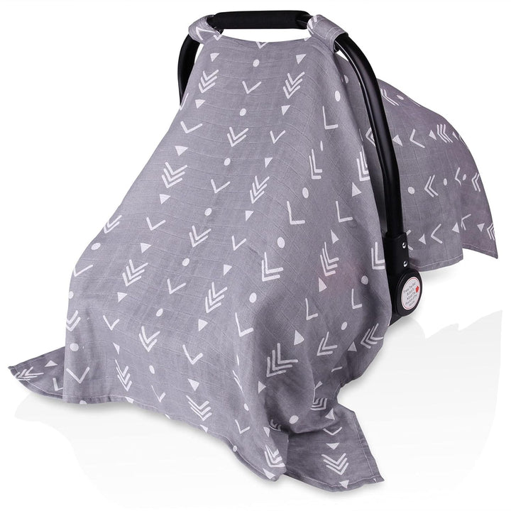 Muslin Carseat Cover for Babies,  Breathable Infant Carseat Cover Lightweight Baby Carrier Cover for Girls Boys, Fit Spring Summer/Hot Days/Warm Weather, Pink Floral