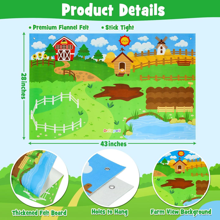 Farm Animals Felt Story Board Set 41PCS Preschool Farmhouse Barnyard Theme Busy Board Story Set Storytelling Early Learning Interactive Play Kit Wall Hanging for Toddlers Kids Children