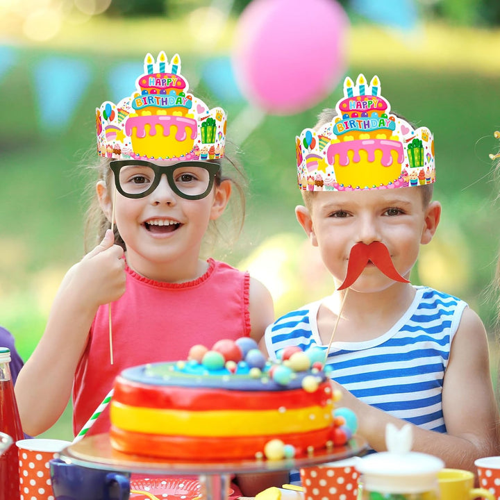 36 Pack Birthday Crowns for Kids Colorful Paper Party Hats Birthday Crown Set for Teachers Students Classroom
