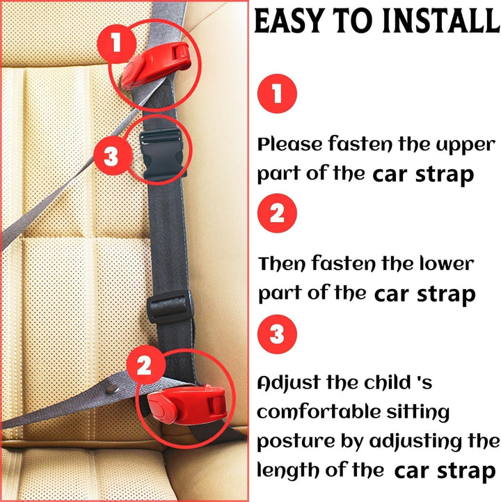 Kids Car Seat Strap Adjuster with Clip and Position Strap, Protect Shoulder and Neck, Universal Fit for Passenger Cars