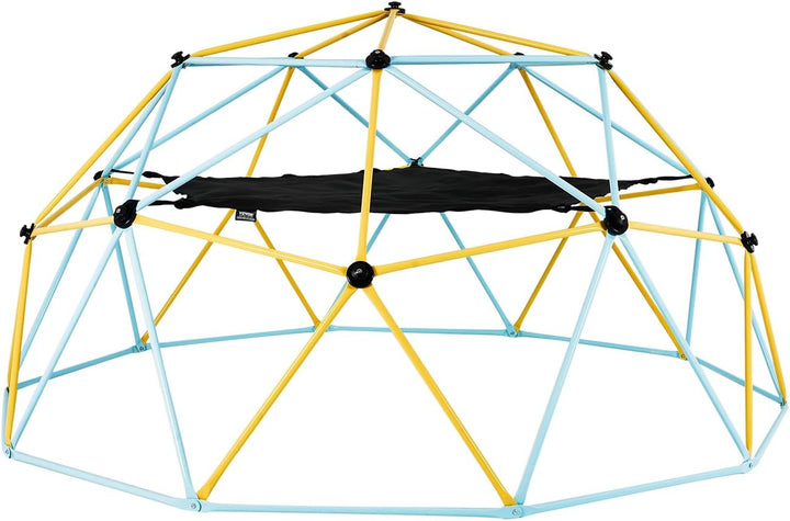 Climbing Dome, 10FT Geometric Dome Climber with Hammock and Swing, Jungle Gym Supports 750LBS and Easy Assembly for Kids 3 to 10 Years Old, with Climbing Grip, Outdoor Backyard Play Equipment