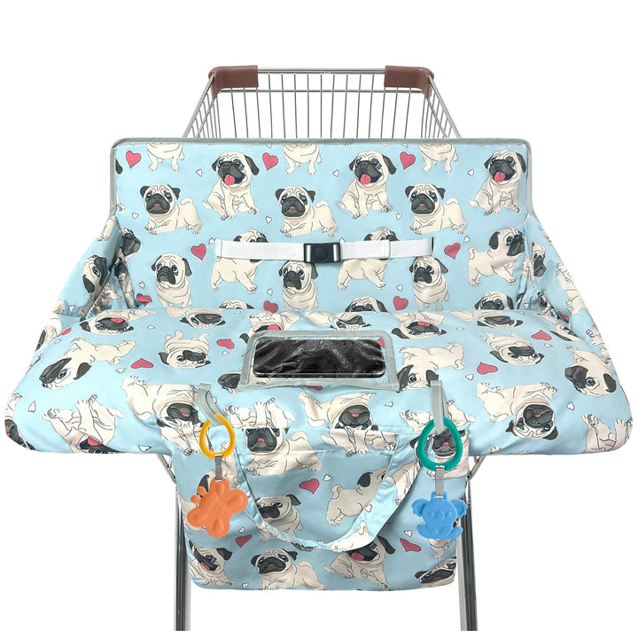 Shopping Cart Cover for Baby,2-In-1 High Chair Cover Soft,Portable, and Machine Washable,Comfortable Cotton Seat Pad with Safety Harness and Portable Cloth Bag,Fits All Supermarkets and Restaurants
