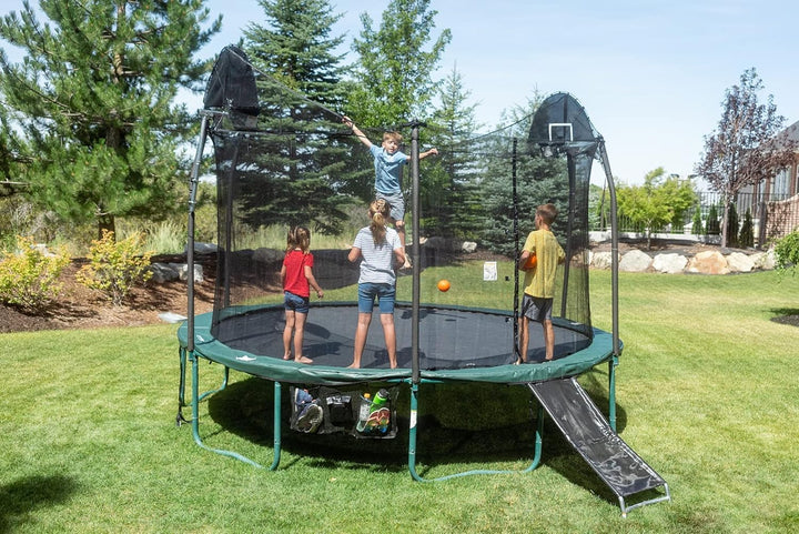 14Ft & 15Ft Universal Trampoline Net Replacement, Safety Enclosure Net for 6 or 8 Straight/Angled Poles, 14Ft & 15Ft round Frame