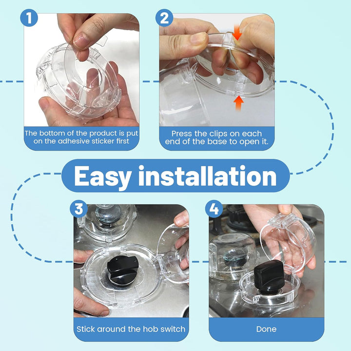 Stove Knob Safety Covers for Child Baby Proofing Kitchen Oven Knob Locks Universal Gas Burners Childproofing (5-Pack)
