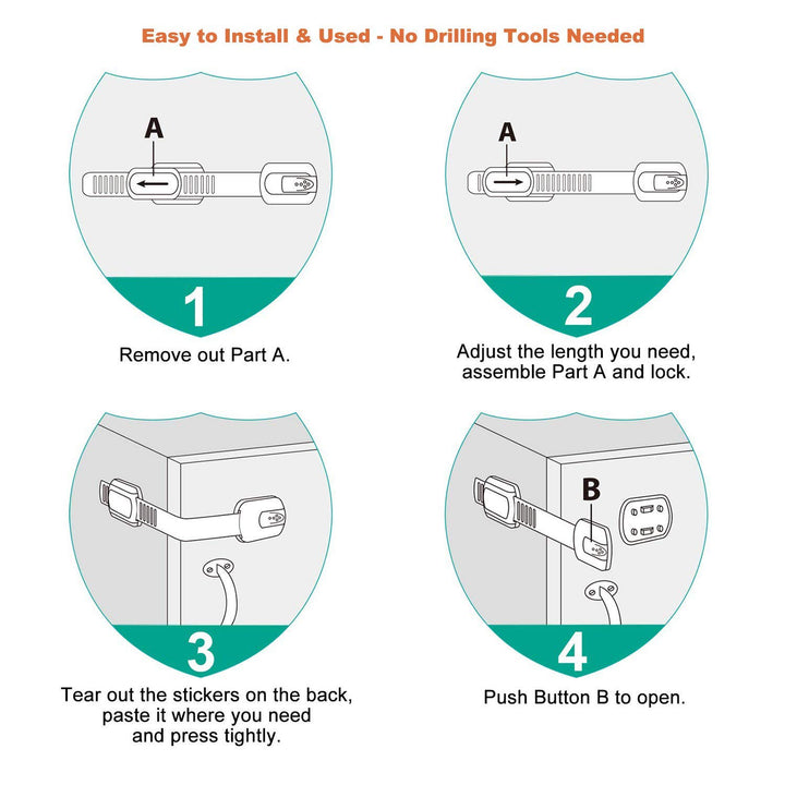 6 Pack  Multi-Use Adhesive Straps Locks - Childproofing Baby Proofing Cabinet Latches for Drawers, Fridge, Dishwasher, Toilet Seat, Cupboard, Oven,Trash Can, No Drilling (White) (6)