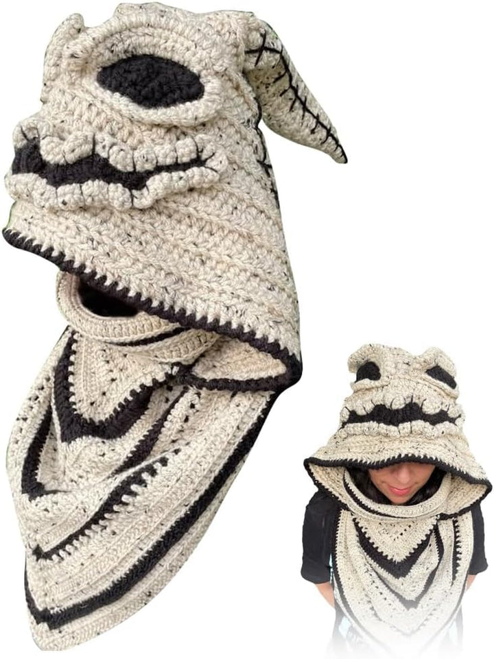 Burlap Chap Crochet Hood, Crochet Halloween Headdress, Hooded Scarf, Party Cosplay Costume