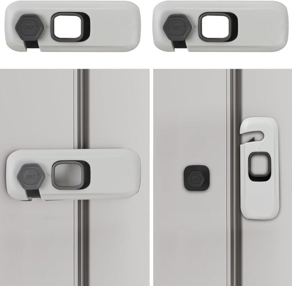 2Pack Child Proof Refrigerator Lock,Fridge Locks for Kids with Sticky Adhesive Pads,Baby Safety Locks for Fridges, Cabinets, Drawers, Double Doors and More (2 Pack)