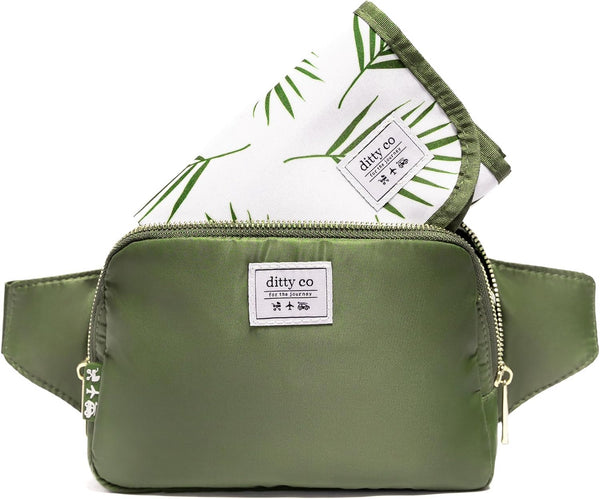 Mini Diaper Bag Belt Bag with Changing Pad - Compact Crossbody for Moms - Hands-Free Baby Travel Essentials - Stylish and Lightweight for On-The-Go Parents - Waterproof and Washable Design