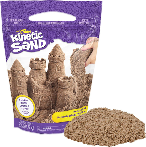 , 3.25Lbs Beach Play Sand, Moldable Sensory Toys for Kids & Classroom, Back to School Teacher Must Haves, Resealable Bag (Packaging May Vary)