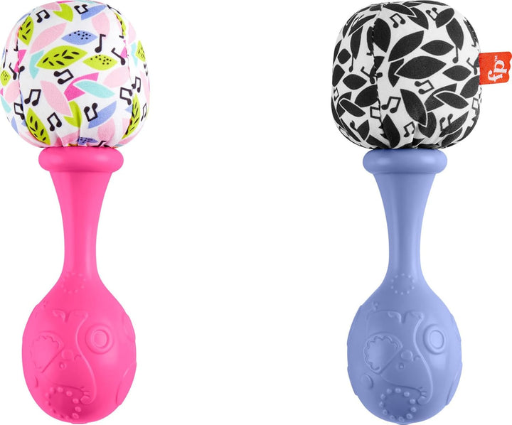 Newborn Toys Rattle ‘N Rock Maracas, 2 Soft Musical Instruments for Developmental Play Babies Ages 3+ Months, Pink & Purple