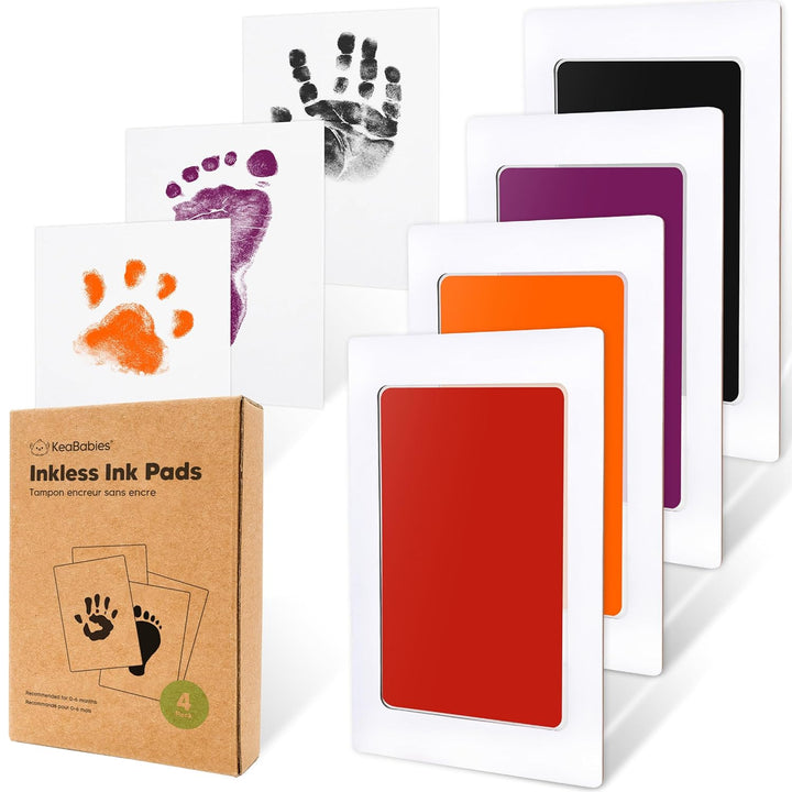 4-Pack Inkless Baby Hand and Footprint Kit - Mess Free Ink Pad for Newborn Keepsake, Dog Nose & Paw Print Kit, Clean Touch Ink Pad for Baby Hand & Footprints, Ideal New Mom Gifts (Jet Black)