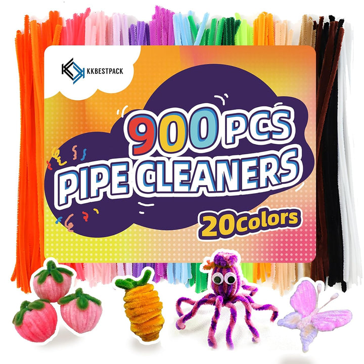 Pipe Cleaners, 300Pcs 20 Colors, Craft Supplies, Pipe Cleaner Chenille Stems, Craft Pipe Cleaners, RED BLUE GREEN BLACK ORANGE YELLOW PINK