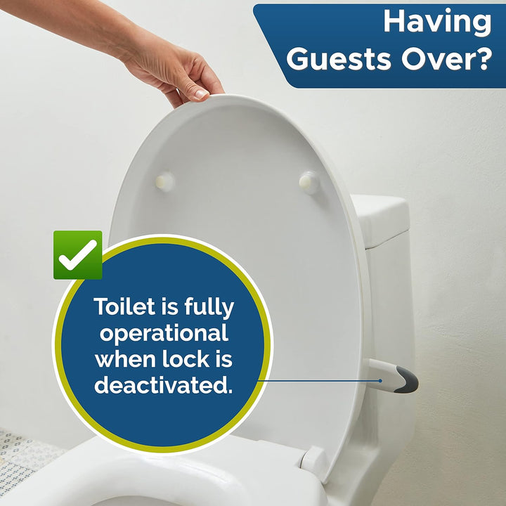 Toilet Locks Baby Proof (2-Pack) Ideal Baby Proof Toilet Lid Lock with Arm – No Tools Needed Easy Installation with 3M Adhesive – Top Safety Toilet Seat Lock – Fits Most Toilets, White