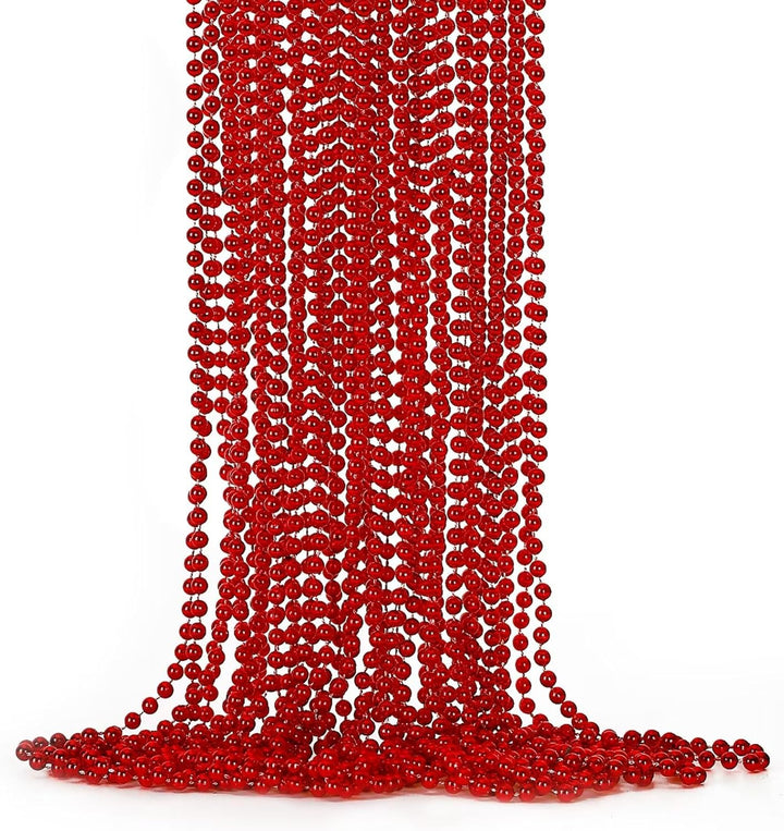 Mardi Gras Beads, 12PCS Bead Necklace Party Favors, Metallic 6 Kinds of 33" Beaded Necklaces Costumes Stuff, Festival Parade Throw Accessory Sets for Mardi Gras Celebrations Decorations