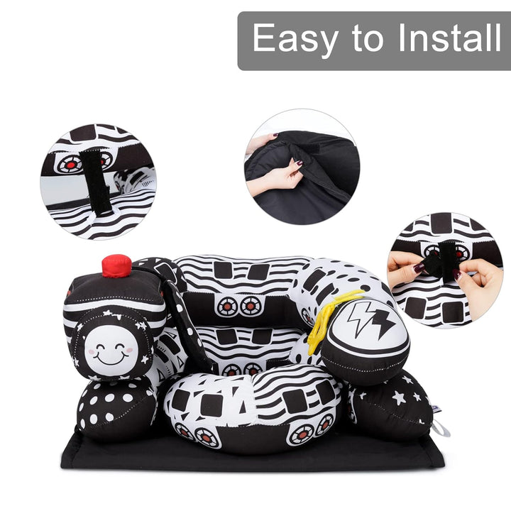 2-In-1 Tummy Time Mat & Seated Support Pillow,Baby Tummy Time Pillow Support for Newborns and Older Babies,With Detachable Support Pillow and Toys