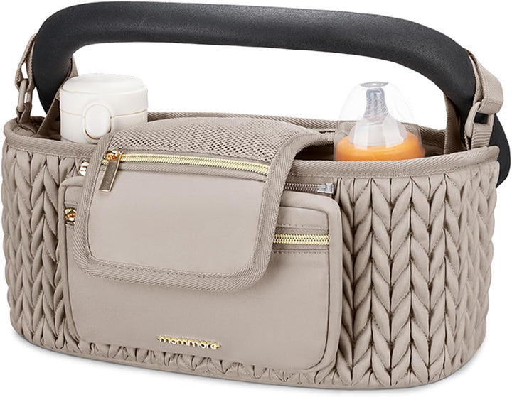 Stroller Organizer with Insulated Cup Holders, Adjustable Stroller Caddy with Detachable Phone Bag, Stroller Accessories Fits for Uppababy, Doona, Jogger, Britax, Mompush, Bob