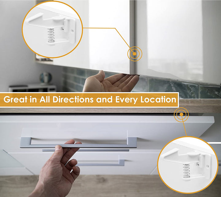12 Pack Cabinet Locks Child Safety | Baby Safety Cabinet Locks NO Drilling 3M Adhesive Baby Proof Drawer Lock Child Proofing Cabinets Latches for Kids Latch for Drawers & Door Child Safety Locks