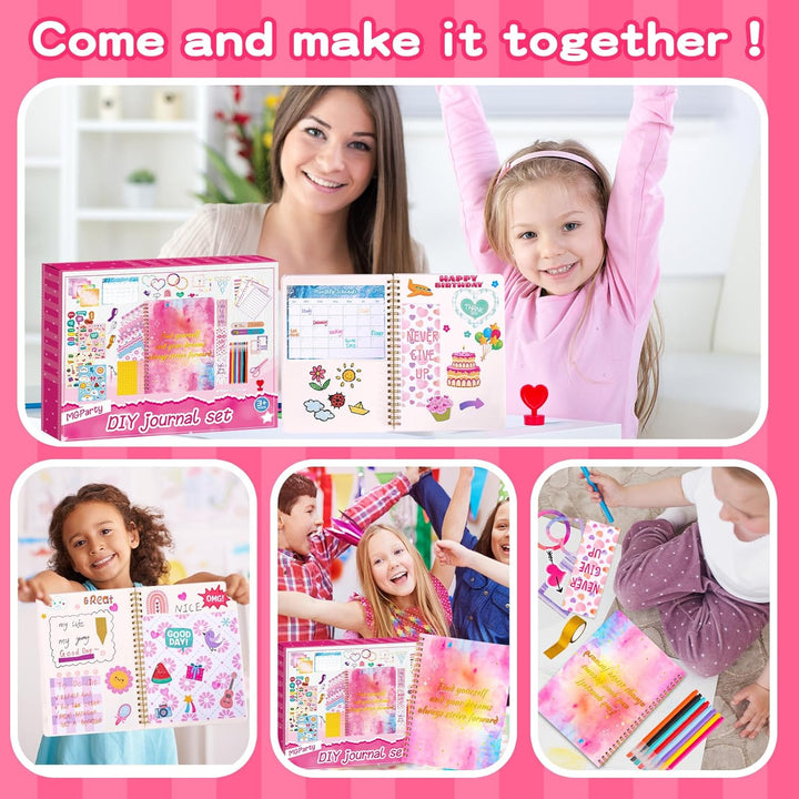 Birthday Gift for Girls Ages 7-13, DIY Journal Kit with Cute Stickers, Scrapbook Supplies, Stationery Set, Cool Arts and Crafts Gifts for 7 8 9 10 11 12 Years Old