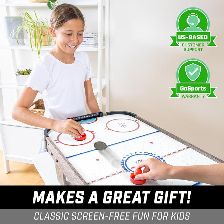40 Inch Table Top Air Hockey Game for Kids - AC Outlet Powered Motor – Oak or Black