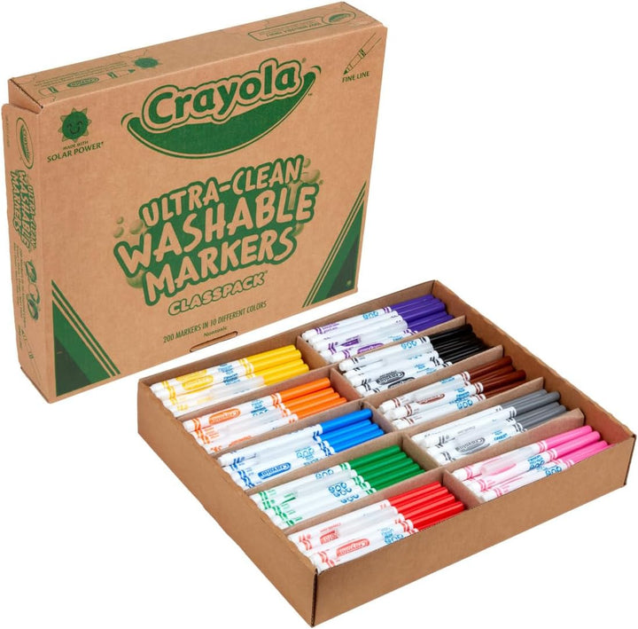 Broad Line Washable Markers - 200Ct (8 Colors), Kids Bulk Classroom Art Markers for School, Back to School Essentials, Teacher Classroom Must Haves