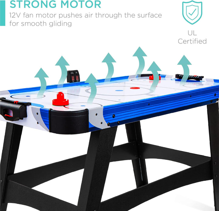 58In Mid-Size Arcade Style Air Hockey Table for Game Room, Home, Office W/ 2 Pucks, 2 Pushers, Digital LED Score Board, Powerful 12V Motor, Carrying Bag