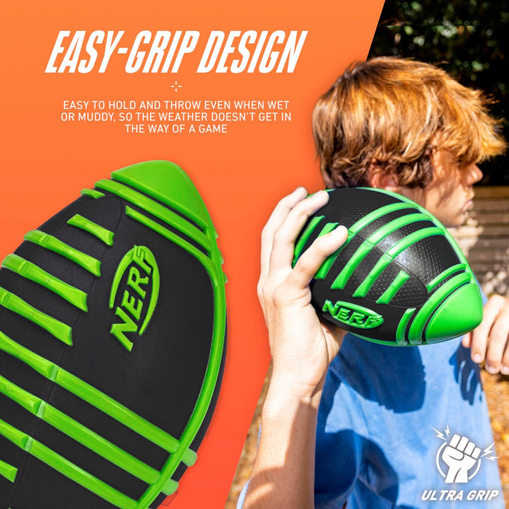 Weather Blitz Foam Football for All-Weather Play - Easy-To-Hold Grips – Great for Indoor and Outdoor Games - Green