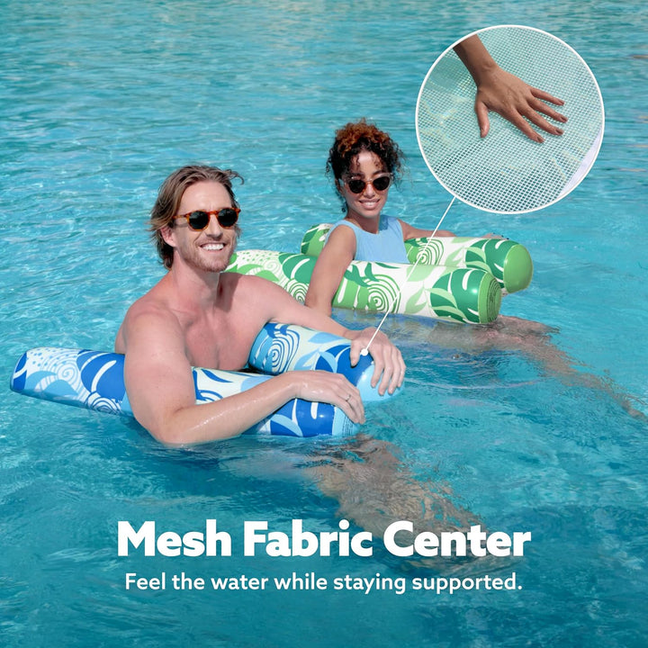 2 Packs Hammock Pool Floats Adults, 4-In-1 Multi-Purpose Inflatable Pool Floats PVC Water Hammock Lounge Floaties