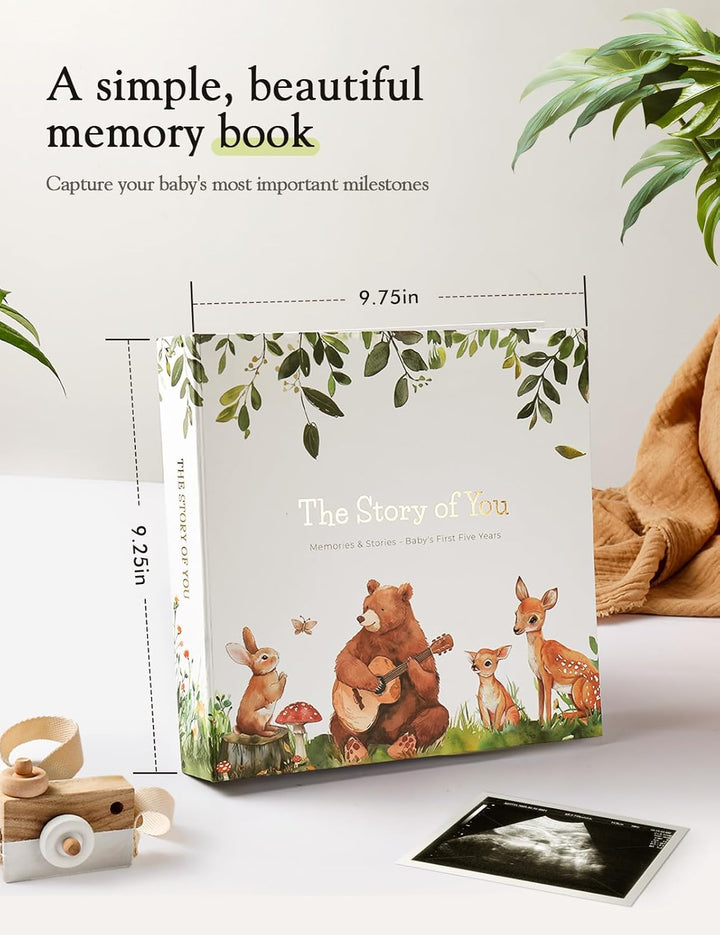 Baby Books for Baby Gift,Baby Book Keepsake Timeless First 5 Year,Baby Memory Book Scrapbook Album from Birth to Age 5, Baby Photo Albums Gender Neutral Baby Items,154 Pages