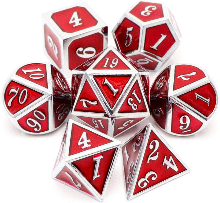 Bloodstained Metal DND Dice Set Blood Polyhedral D&D Dice Compatible with Dungeons and Dragons Gift TTRPG Antique Metal Halloween Dice