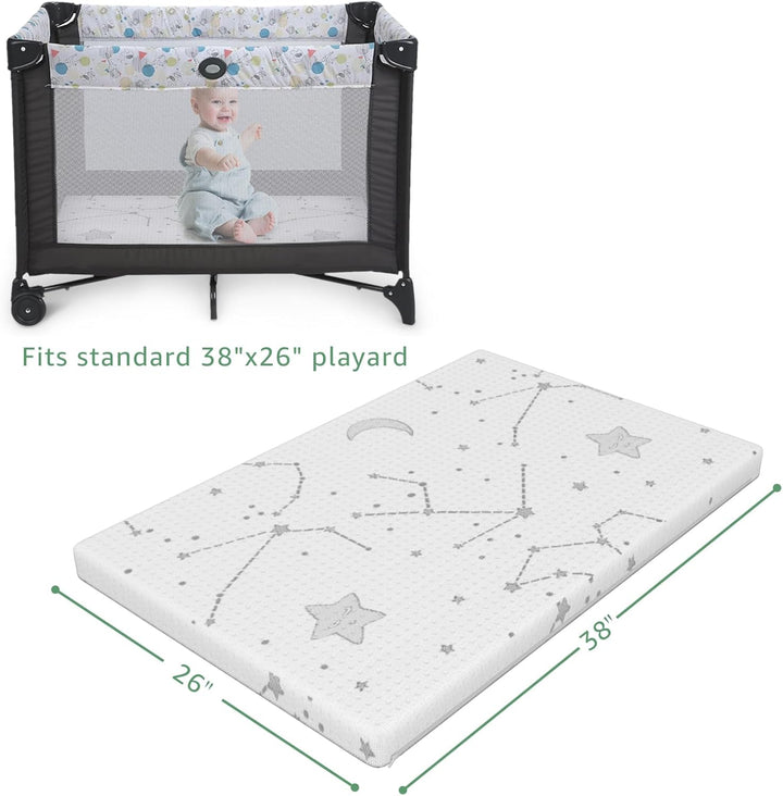 Pack and Play Mattress Topper Baby Pack N Play Mattresses for Playpen and Playard with Washable Cover 38"X26"X1", 1 Pack Firm Foam