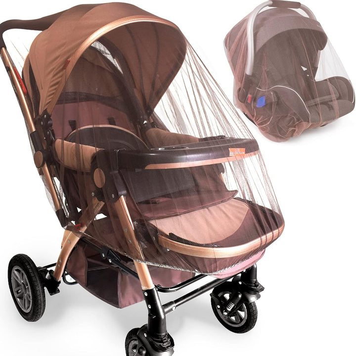 Baby Stroller Mosquito Net (2 Pack) - Durable Mesh Protection for Bassinets, Cradles, Playards, Pack N Plays & Portable Mini Cribs | Breathable Universal Fit Insect Barrier (Black)