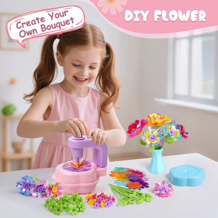 Fabric Bouquet Toys Include Extra Accessories Set, Arts and Crafts for Kids Ages 3-12, DIY Flower Craft Kits for Toddler, Birthday Gifts for 3 4 5 6 7 8 9 10+ Year Old Girls