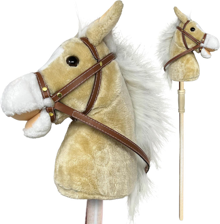Stick Horse | Plush Handcrafted Hobby Horse | Stick Pony Provides Fun Pretend Play for Toddlers & Preschoolers | Handsewn, Wood, Sound Effects | Pinto Style