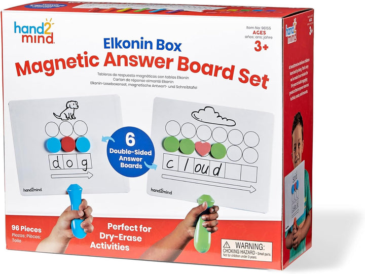 Elkonin Box Magnetic Answer Board, Word Mapping Paddles, Elkonin Boxes Dry Erase Blending Board, Phonemic Awareness, Phonics Manipulatives, Science of Reading Classroom Materials (Set of 6)