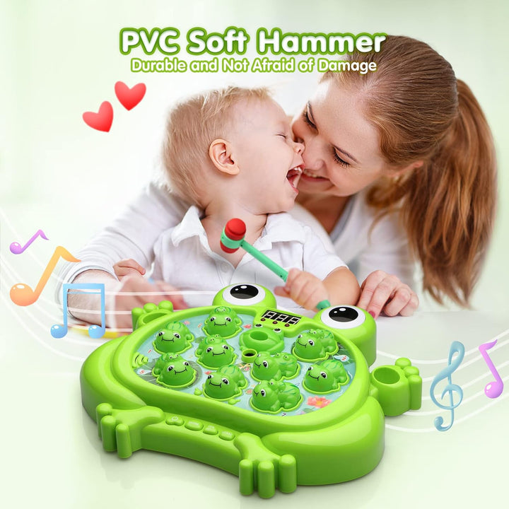 Toys for 2 3 4 5 Year Old Boy,Toddler Toys Age 2-4, Whack a Frog Game,With 5 Modes,45 Levels,9 Music Spray and Light-Up, Baby Toy Gifts for Early Learning, Birthday Gift for Toddler Boy Toys